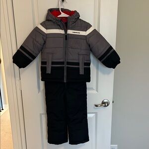 Lands' End Gray and Black Kids' Winter Jacket and Pants Set